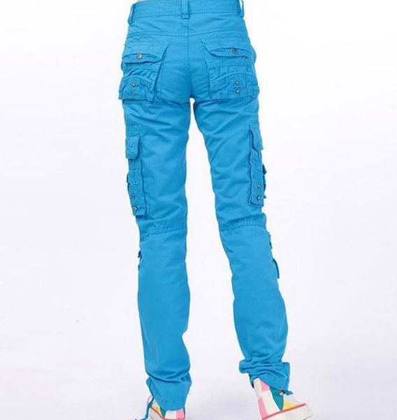 

2021 casual female army green cotton cargo women's loose multi pockets straight street dance pants dzpl, Black;white