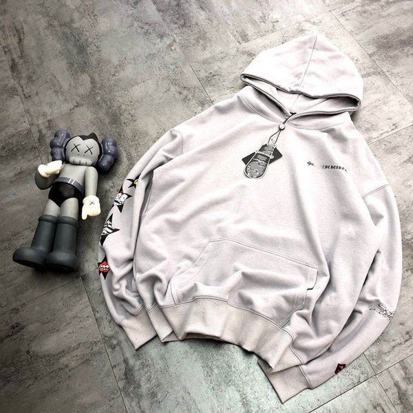 

ins fashion ch crow 20ss autumn / winter new matty grey graffiti versatile hooded sweater for men and women, Black