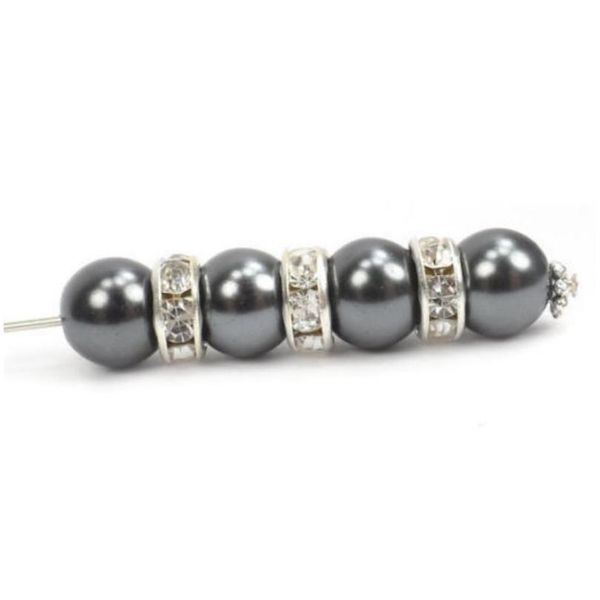 

50/100pcs silver metal clear crystal rhinestone beads 8mm rondelle spacer beads diy women bracelet jewelry making acc jlltdl, Black