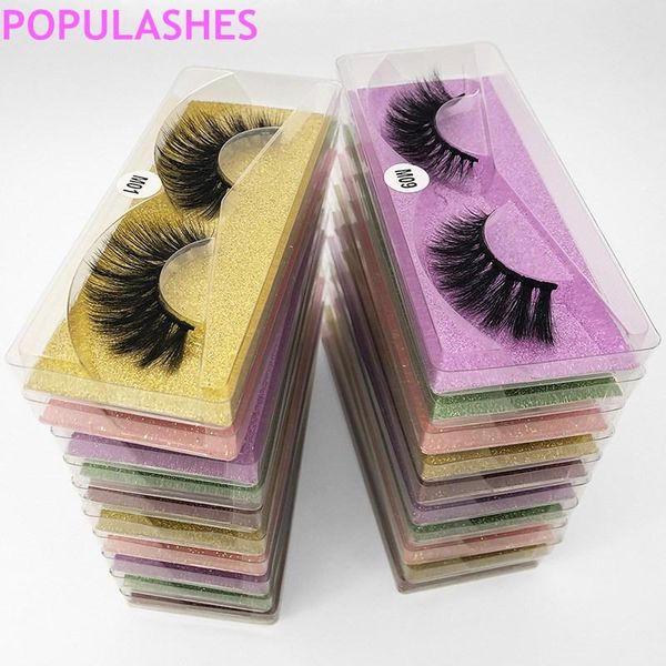 

false eyelashes wholesale natural bulk 3d faux mink eye lashes color base card transparent plastic case packaging fake lash