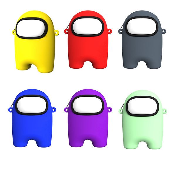 

among us keychain silicone coin purse luxurys designers among us purses wallet pendant cartoon mini bag pencil case handbag 6color g20203, White