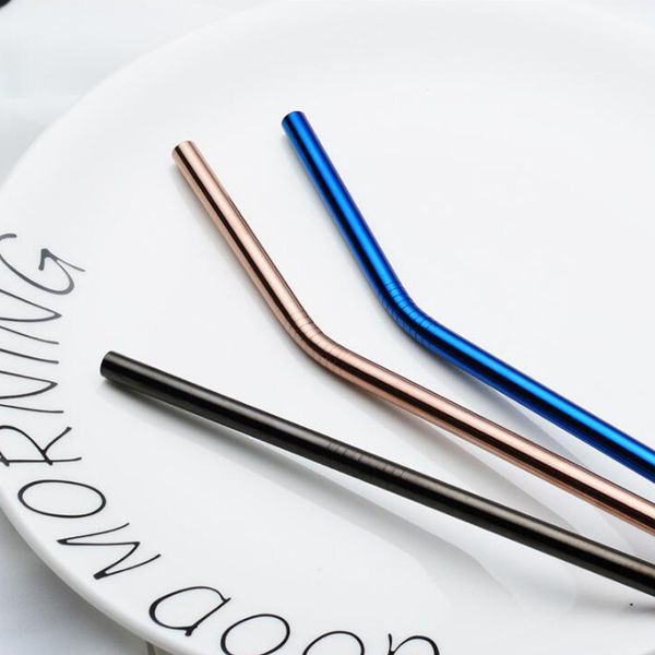 

steel 304 2pcs quality reusable stainless drinking high metal straw with cleaner brush for mugs