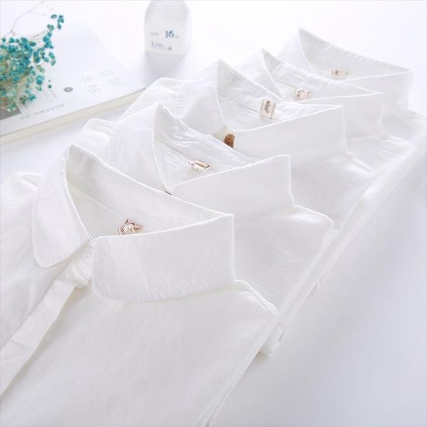 

cotton women blouses long sleeve casual girls white blouse shirt simple design ladies office shirt spring autumn