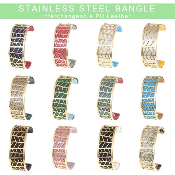 

legenstar 2021 new gold geometry interchangeable stainless steel bracelets bangles for women manchette femme, Black