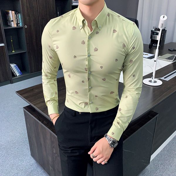 

2020 shirts men's autumn new slim fit shirt long sleeve streetwear occasional from men in digital printing for social ev5x, White;black