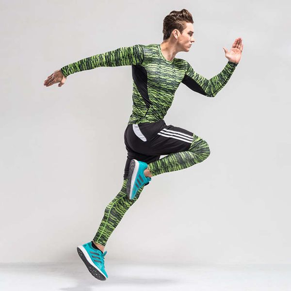 

striped camouflage basketball tights 3-piece men's football sportswear, Gray