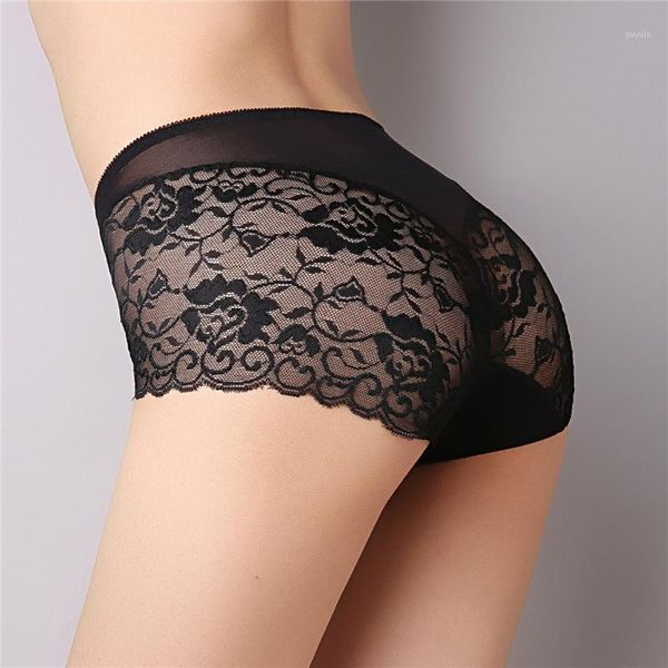 

women's lace seamless panties mid waist briefs women plus size women underwear female transparent panty ladies lingerie 491, Black;pink