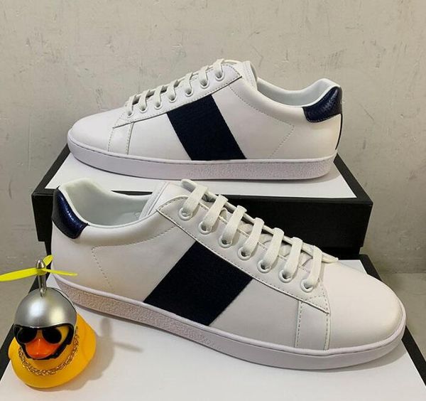 

new new white designer shoes ace embroidered blue red gift genuine leather designer sneaker mens women casual shoes