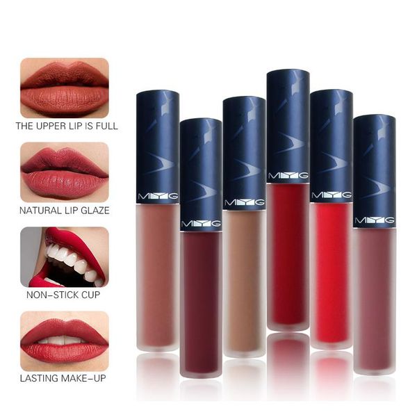 

myg lips makeup velvet matte lip gloss waterproof red nude brown liquid lipstick