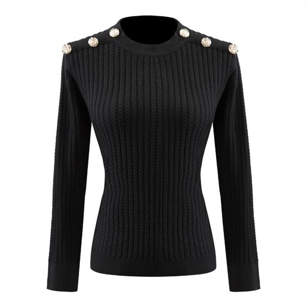 

classic designing women black & white pullovers buttons kniting sweaters spring stretchy casual sweaters 201130, White;black