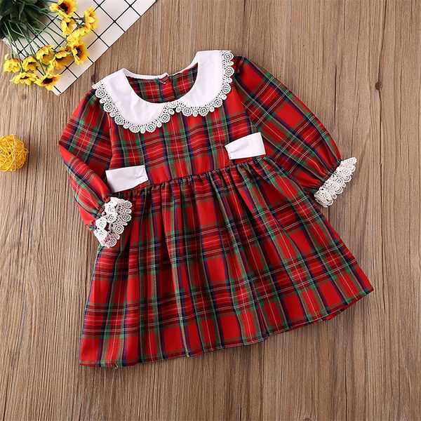 

new kids long sleeve dress children baby girls christmas dress xmas pageant party princess tutu dress, Red;yellow