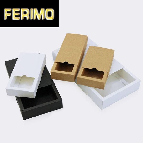 

5 pcs black kraft gift packaging cardboard box black packing gift box white paper drawer wedding favor delicate drawer boxes1