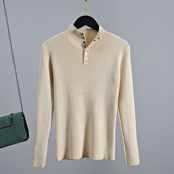 

2021 new fashion women autumn winter thick rib warm pullover sweater with botton knitted female 9qgh, White;black