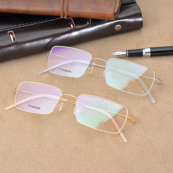 

star-style hand-made b-titanium optical glasses frame 53-19-145 lightweight no-screw designed rectangular fullrim glasses fullset packing.