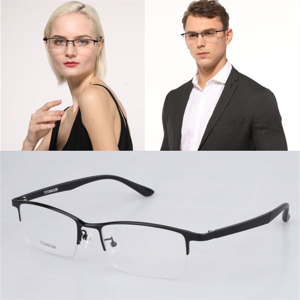 

2021 new pure glasse titanium armament for man size large lightweight half border business prescription eyewear glasses gtbm, White;black
