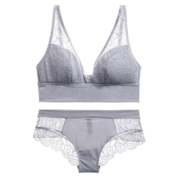 

cinoon 2019 fashion lingerie set lace embroidery wireless bras for women push up underwear bra and panty c1212, Black;white