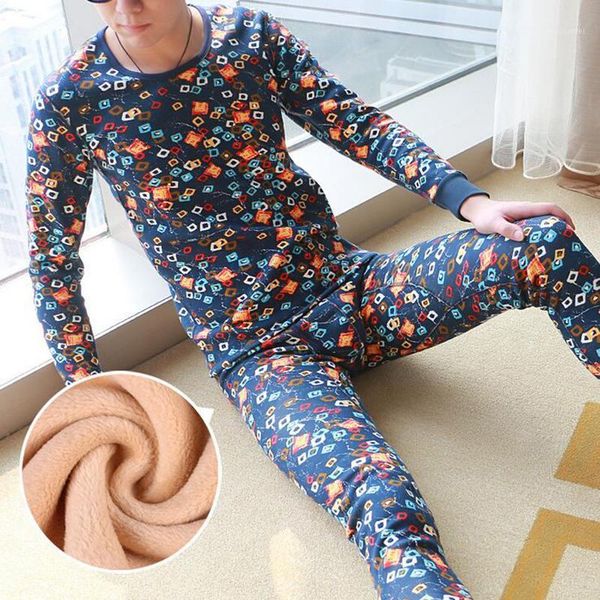 

brand men long johns mens thermal underwear men winter set warm long john sets thick man thermals cashmere velet suit  l xl1, Black;brown