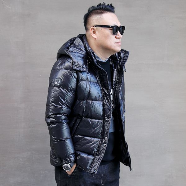 

size, korean, big white, duck winter coat, male, hooded, parka, jacket down, gqrz, Black