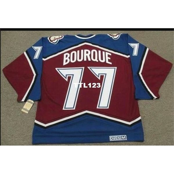

real 121 real full embroidery #77 raymond bourque 2001 hockey jersey or custom any name or number hockey jersey, Black