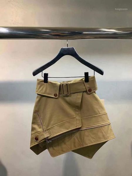 

2002 spring summer women irregular cotton skirt casual sashes zip a-line skirt a21, Black