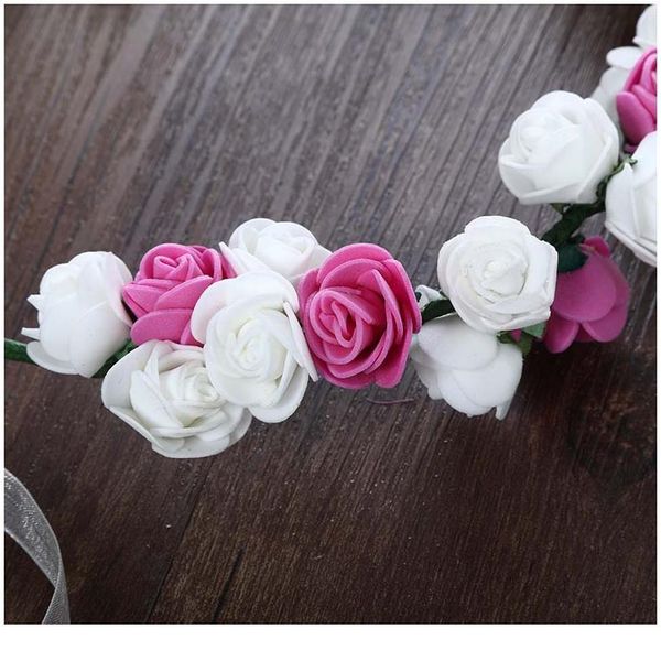 

haimeikang girl rose hair accessories boho wreath flower hairband vacation bridal floral with lace up lady headband qylfkt