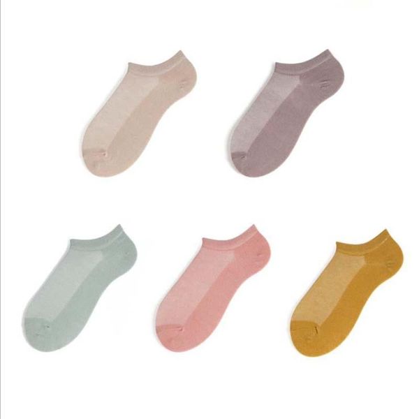 

5 pcs woman socks 5 pairs of boxed ship socks plain breathable mesh, Black;white