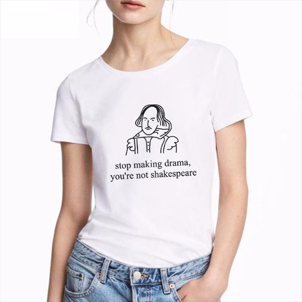 

harajuku smaking drama you are not shakespeare summer fun letter printing casual fashion women t shirt, White
