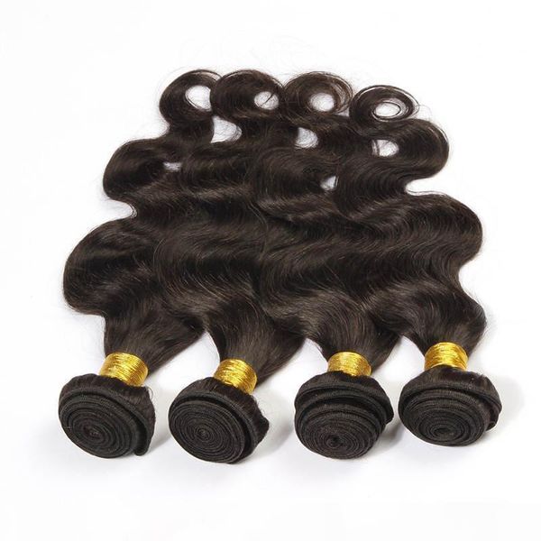 

100% human hair weave 6a unprocessed double weft hair products 10-30 inchs brazilian virgin body wave hair extensions darkest brown color, Black