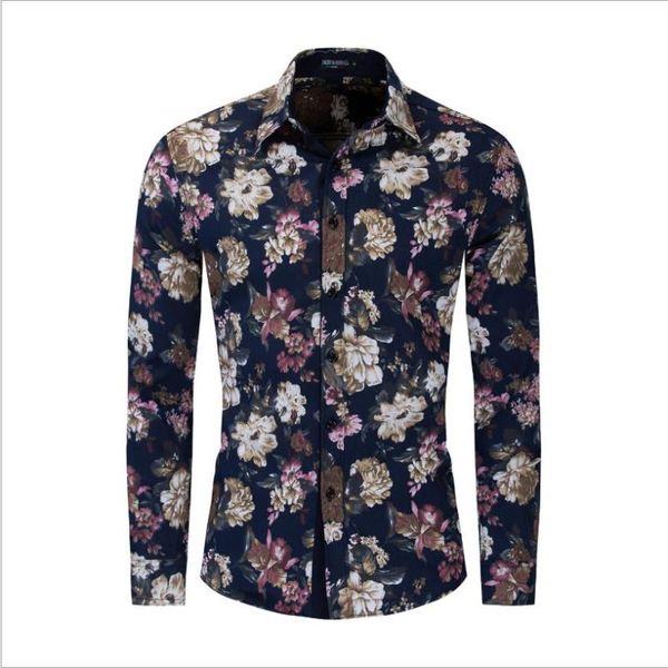 

men's casual shirts spring and autumn cotton long sleeve shirt male's printed, White;black