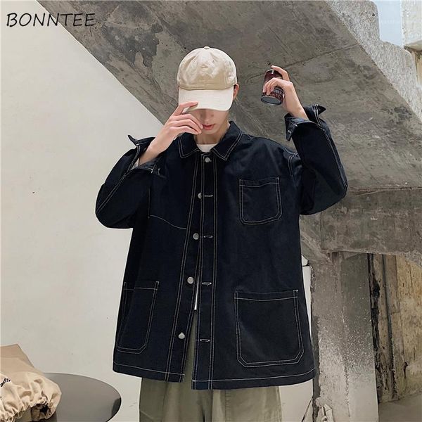 

jackets men solid color windbreak criss-cross hip hop korean basic simple outwear mens multi cargo bomber jacket spring autumn1, Black;brown