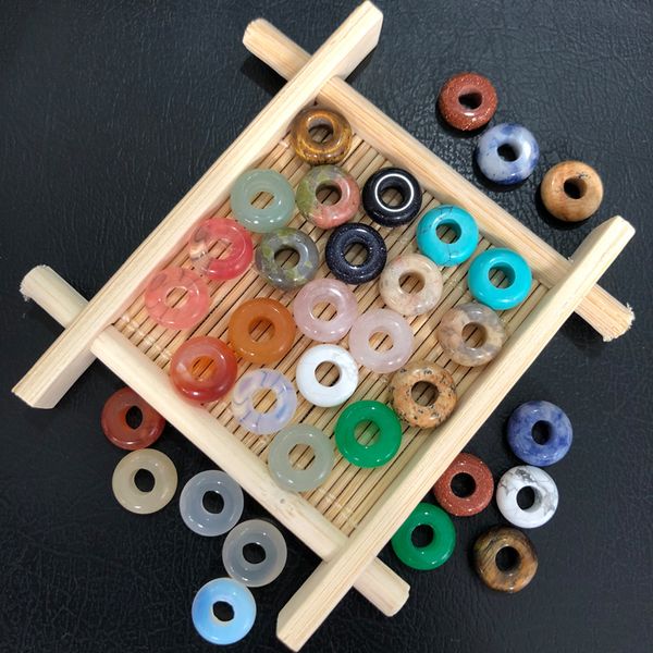 

5x10mm natural stone crystal beads 4mm big hole charms pendants shape for necklace jewelry making diy gift women, Bronze;silver