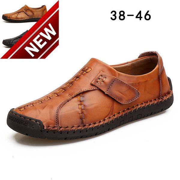 

2021 spring new large leather men's business casual handmade dad shoes, Black