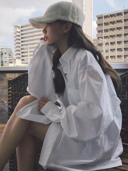 

2020 long-sleeve women's spring autumn new elegant bf style white shirt female design minority all-match shirt fashionable