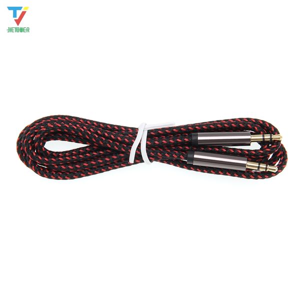 

нейлон плетеный кабель aux 3,5 мм джек аудио кабель мужчина для мужчины aux шнур для iphone samsung для динамика 1.5m бесплатная доставка 10