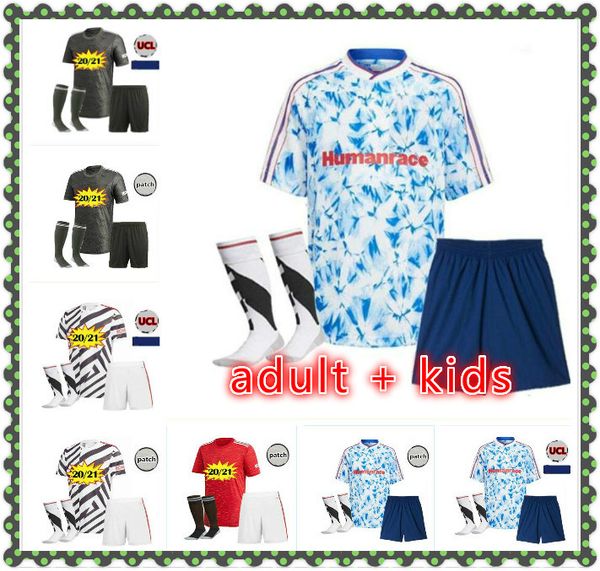 

взрослый kids kit 20 21 rashford pogba fernandes van de beek manchester soccer united jersey 2020 2021 человек greenwood utd футболка, Black;yellow