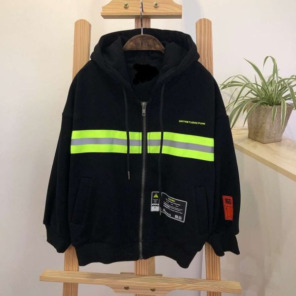 

children's knitted autumn 2020 new coat orcent printing middle school boys and girls hooded zipper cardigan, Black