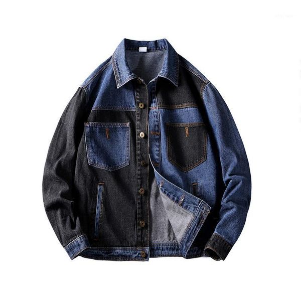 

2020 spring autumn plus size denim jeans jacket men turn-down collar casual fashion clothes mens jacket streetwear clothing,18191, Black;brown