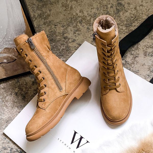 

winter new plush warm women's martin boots trend solid color thickened high women's shoes c1212, Black;white