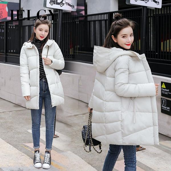 

ielgy women's mid-length cotton coat korean fashion down jacket, Black