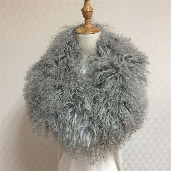 

women winter super womens wholesale real mongolian lamb fur collar scarf multi colors y201007, Blue;gray