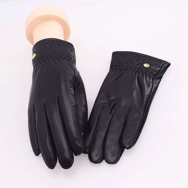 

gloves women' in leather driving for winterho6x, Blue;gray