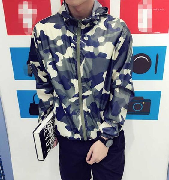 

streetwear hip hop camouflage camo contrast graffiti hooded zipper autumn spring thin jacket coat windbreaker plus size fashion1, Black;brown