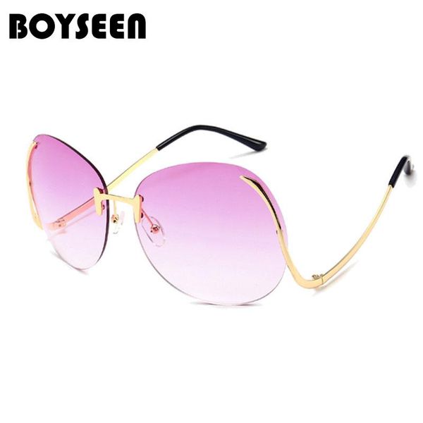 

sunglasses boyseen 2021 women stylish metal optical frame curved legs over size uv400 eyewear oculos lentes de sol mujer 2672, White;black