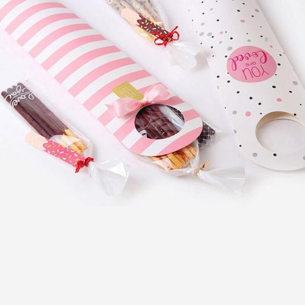 

diy 30pcs 23.5x8x3cm new pink black dots long packaging small gift packaging cardboard box with handle cookies jewelry paper box wmtzux
