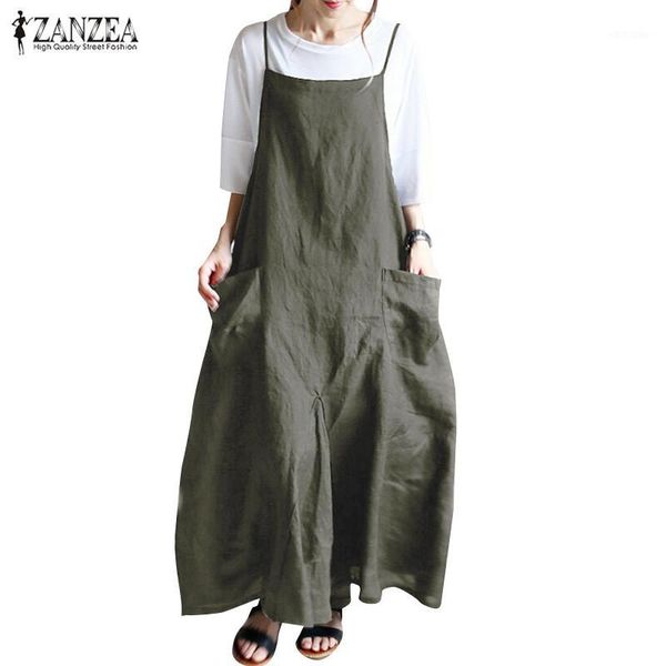 

summer autumn long dress zanzea women's maxi dresses female sleeveless tunic vestidos femme baggy strap sundress oversized 5xl1, Black;gray