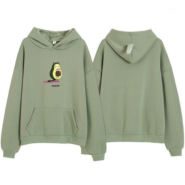

kpop loose avocado printing sweatshirts hoodies women hooded kawaii harajuku oversize pullovers deportivos para mujer tracksuits1, Black
