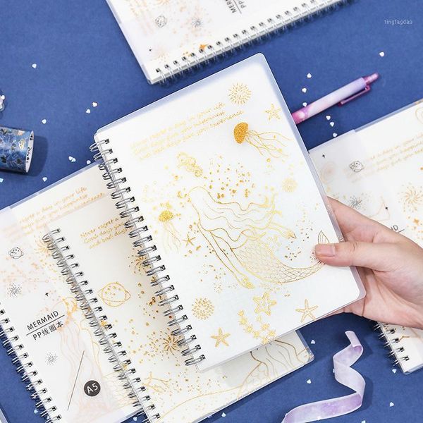 

notepads mermaid journal pp cover with foil pattern notebook diary planner stationery school supplies gift tools sketchbook note book1, Purple;pink