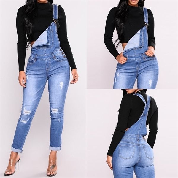 

women's with holes in their straps straightforward tight calf jeans rompers womens denim jumpsuit women's summer overalls#30 y2001, Black;white