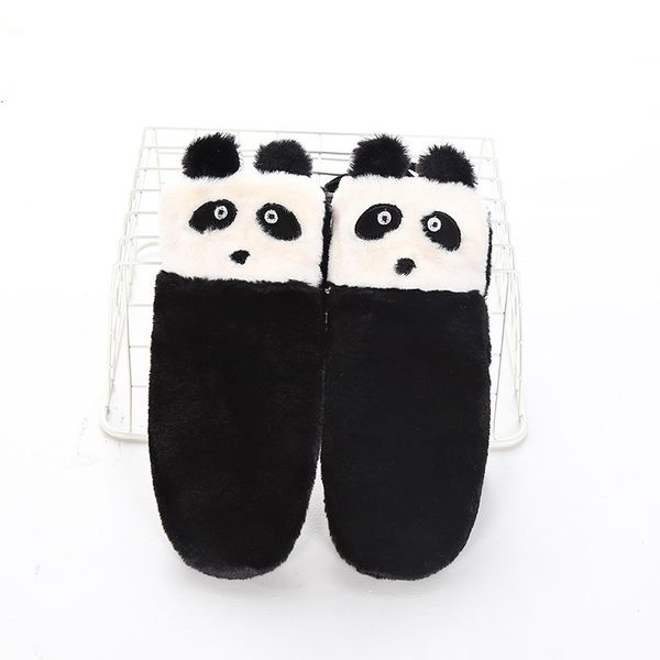 

ladies fingerless solid mittens gloves winter woman knit wool thicker cashmere warm black pink white cute cartoon panda gloves, Blue;gray