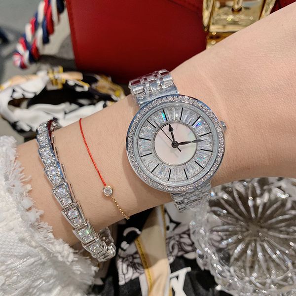 

элегантный серебряный цвет женские ювелирные изделия high-end sparkly zircon crystals часы водонепроницаемые полные стальные браслеты кварца, Slivery;brown